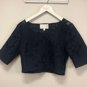 JOA Floral Mesj Crop Top